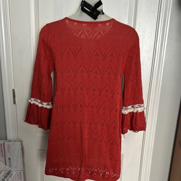 Red Women's Top with Lace Detail - Picture 3 of 7